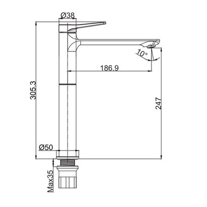 Naxos 6814 Μπαταρία Νιπτήρα Επιτραπέζια TEMA