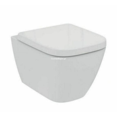 Ideal Standard i.Life Space 48 cm Rimless Λεκάνη Κρεμαστή Υ.Π. Με Κάθισμα SOFT CLOSE WRAPOVER