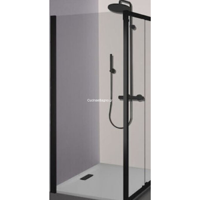 Πλαϊνό Σταθερό Καμπίνας 67-69x195 Cm Aquarelle Clever Panel Black Plus
