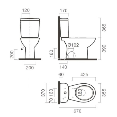 Sanitana Cent 67x37 Λεκάνη Με Καζανάκι Κ.Σ. 2764236 2706504