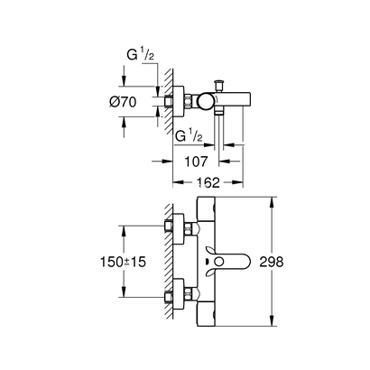 Grohe Grohtherm 800 Cosmopolitan 34766000 Μπαταρία Λουτρού Θερμοστατική