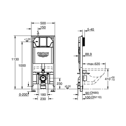 Grohe Rapid SL Slim 39687000 Καζανάκι Εντοιχιζόμενο Για Τούβλο & Γυψοσανίδα
