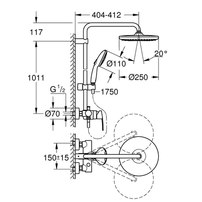 Grohe Tempesta System 250 26673001 Στήλη Ντους Με Μπαταρία