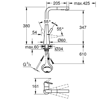 Grohe Zedra 32553002 Μπαταρία Κουζίνας Με Ντους
