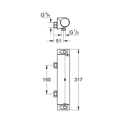 Grohe Grohtherm 2000 34170001 Μπαταρία Ντουζιέρας Θερμοστατική