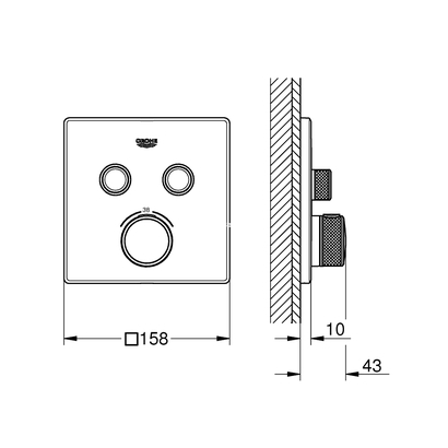 Grohe Grohtherm SmartControl 29124DC0 Supersteel Θερμοστατική Μπαταρία Εντοιχισμού 2 Ροών