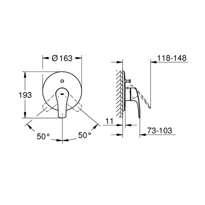 Grohe Eurosmart 3 194502433 Black Matt Εξωτερικό Μέρος Μίκτη 2 Ροών