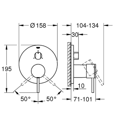 Grohe Atrio 24096003 Χρωμέ Εξωτερικό Μέρος Μίκτη 3 Ροών