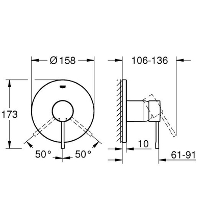 Grohe Essence 24168AL1 Brushed Hard Graphite Εξωτερικό Μέρος Μίκτη 1 Ροής