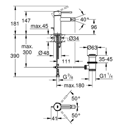 Grohe Essence 24178AL1 Brushed Hard Graphite Μπαταρία Μπιντέ