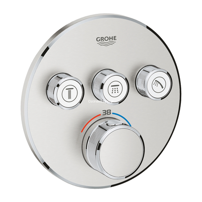 Grohe Grohtherm SmartControl 29121DC0 Supersteel Θερμοστατική Μπαταρία Εντοιχισμού 3 Ροών