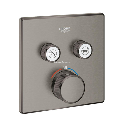 Grohe Grohtherm SmartControl 29124AL0 Brushed Hard Graphite Θερμοστατική Μπαταρία Εντοιχισμού 2 Ροών