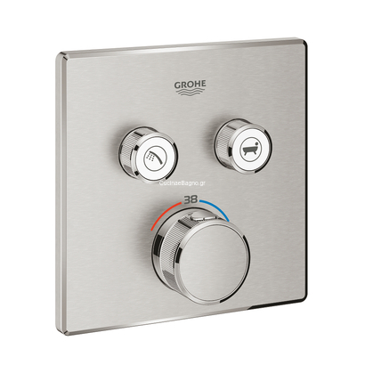 Grohe Grohtherm SmartControl 29124DC0 Supersteel Θερμοστατική Μπαταρία Εντοιχισμού 2 Ροών