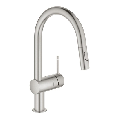 Grohe Minta C 32321DC2 Supersteel Μπαταρία Κουζίνας Ντους με διακόπτη αλλαγή ροής