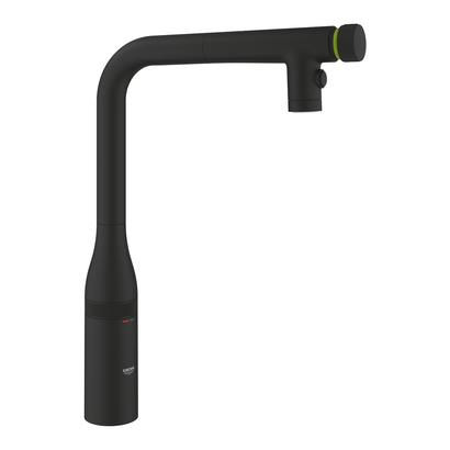 Grohe Essence SmartControl 31892KF0 Pantom Black Μπαταρία Κουζίνας Ντους Με Διακόπτη Αλλαγής & Δακτύλιο Ρύθμισης Θερμοκρασίας