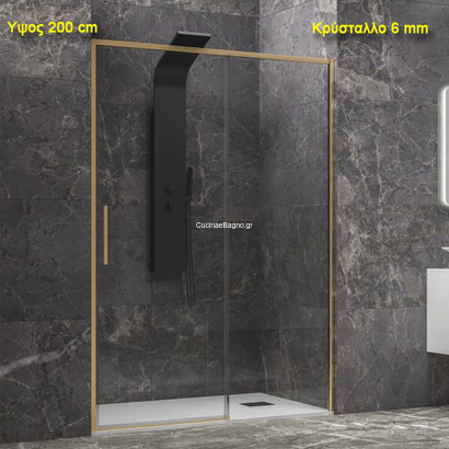Karag LEA 400 Oro 110x200 Cm Καμπίνα Ντουζιέρας Συρόμενη Χρυσή
