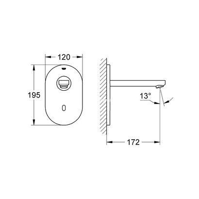 Grohe Eurosmart Cosmopolitan E 36334SD0 Supersteel Μπαταρία Τοίχου Ηλεκτρονική Με Φωτοκύτταρο