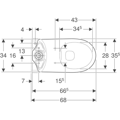Geberit Σετ Λεκάνη Με Καζανάκι Selnova Rimfree 68cm Με Κάλυμμα Soft Close