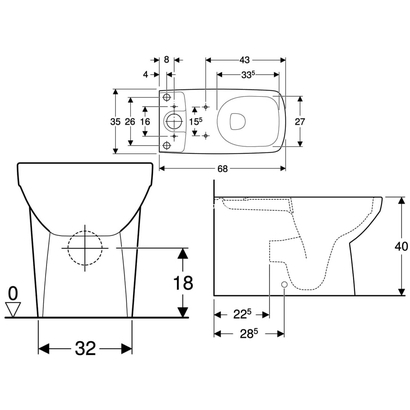 Geberit Σετ Λεκάνη Με Καζανάκι Selnova Square Rimfree 68cm Τετράγωνη Με Κάλυμμα Soft Close