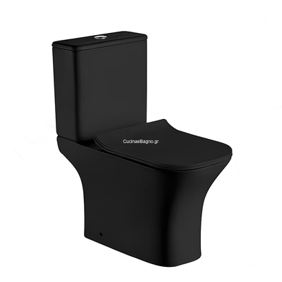 TEMA SPRINT Black Mat 66x36 Λεκάνη με Καζανάκι και κάλυμμα