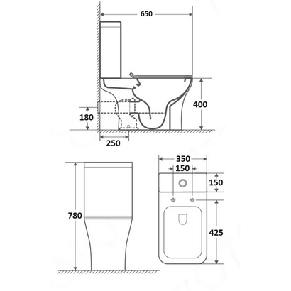 TEMA SPRINT Black Mat 66x36 Λεκάνη με Καζανάκι και κάλυμμα