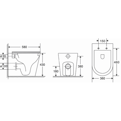 Karag Tornado Zina Rimless Λεκάνη Δαπέδου 58cm LT 1003D