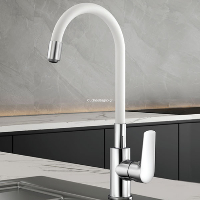 KLS Angela White Μπαταρία Κουζίνας Με Λευκό Στόμιο Σιλικόνης 699034