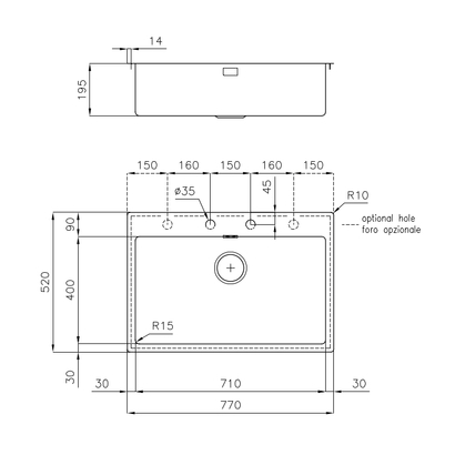 Foster ΚΕ Filotop Inox 77x52 Νεροχύτης Ανοξείδωτος 2266050