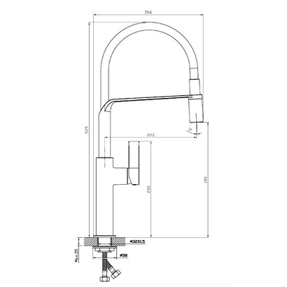 KLS Gaia Μπαταρία Κουζίνας Με Αποσπώμενο Ντους 699027