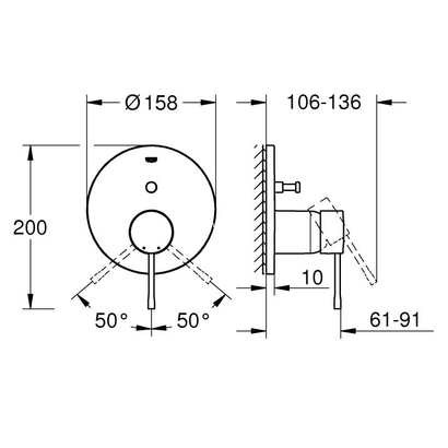 Grohe Essence 24167KF1 Phatom Matt Εξωτερικό Μέρος Μίκτη 2 Ροών