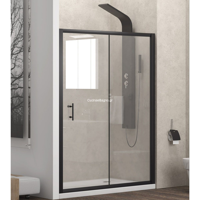 Karag Flora 500 Nero 140x190 Cm Συρόμενη Καμπίνα Ντουζιέρας ΔΙΑΦΑΝΟ