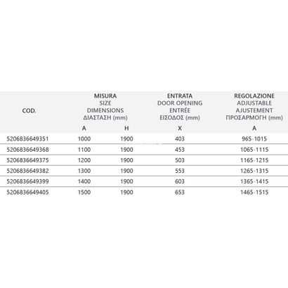 Karag Flora 500 Nero 140x190 Cm Καμπίνα Ντουζιέρας Συρόμενη ΜΑΤ/ICY