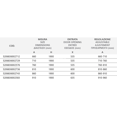 Karag M4S Inox  86-91x190 Cm Καμπίνα Ντουζιέρας Σπαστή ΔΙΑΦΑΝΗ