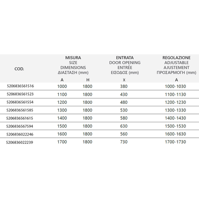 Karag New Flora 500 Chrome 100x180 Cm Καμπίνα Ντουζιέρας Συρόμενη ΣΕΡΙΓΡΑΦΙΑ