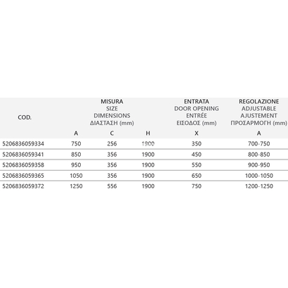 Karag Panex 400 Χρωμέ 125x190 Cm Πόρτα Ντουζιέρας Ανοιγόμενη Με Σταθερό ΔΙΑΦΑΝΗ
