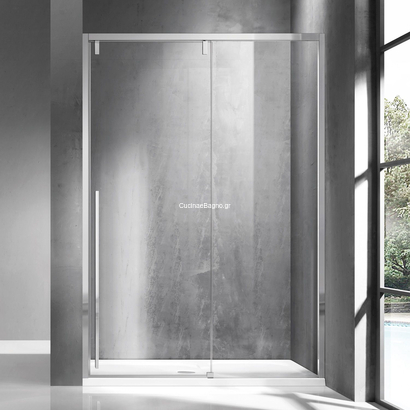 Karag Santorini 400 Χρωμέ 150x200 Cm Πόρτα Ντουζιέρας Συρόμενη ΔΙΑΦΑΝΗ