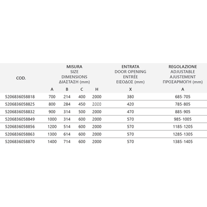 Karag Tinos 400 Χρωμέ 90x200 Cm Καμπίνα Ντουζιέρας Ανοιγόμενη