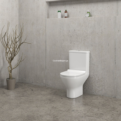 Karag Amfipolis Round Rimless 65cm Λεκάνη Με Καζανάκι Π/Σ