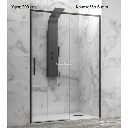 Karag LEA 400 Nero 120x200 Cm Καμπίνα Ντουζιέρας Συρόμενη Μαύρη