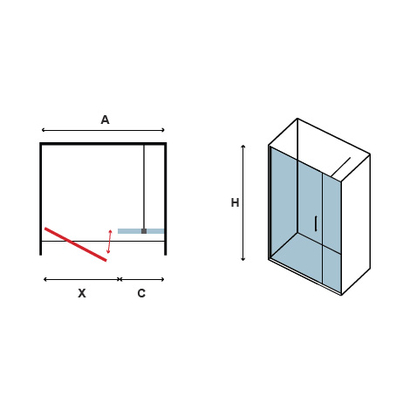 Karag Nero 5 Porta Frame 164x200 Καμπίνα Ντουζιέρας Πόρτα