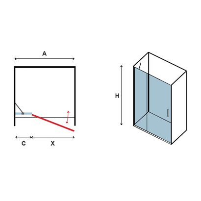 Karag Panex 400 Χρωμέ 85x190 Cm Πόρτα Ντουζιέρας Ανοιγόμενη Με Σταθερό ΔΙΑΦΑΝΗ