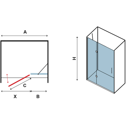 Karag Tinos 400 Χρωμέ 90x200 Cm Καμπίνα Ντουζιέρας Ανοιγόμενη