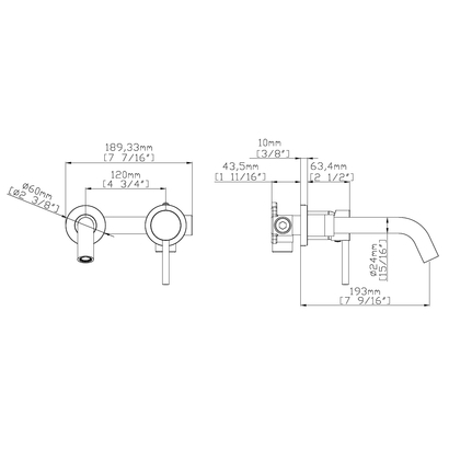Karag Artemis Nero 911-P-N Μπαταρία Νιπτήρα Επίτοιχη Εντοιχισμού Μαύρη