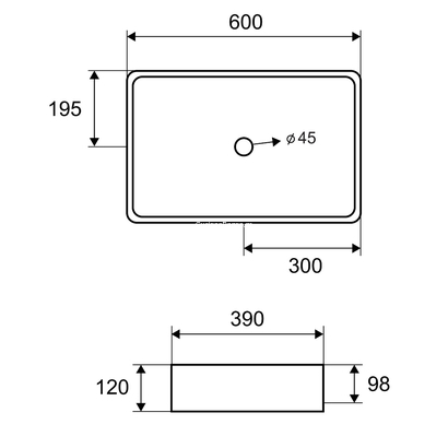 KARAG Cement Dion 60x39 cm Νιπτήρας Τσιμεντοειδής CS-0069-D5