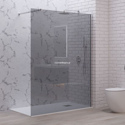 Karag Walkin 1 Χρωμέ 100x200 Cm Σταθερό Κρύσταλλο Ντουζιέρας FUME