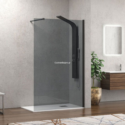 Karag Walkin 1 Black 80x200 Cm Σταθερό Κρύσταλλο Ντουζιέρας FUME