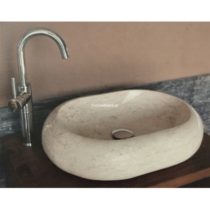 Stoone Ovalite Beige 55x40 Νιπτήρας Πέτρινος Επιτραπέζιος Stav