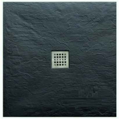 Pietra Ardesia 90x90 Ντουζιέρα Karag Τετράγωνη Πέτρινη Ανθρακί