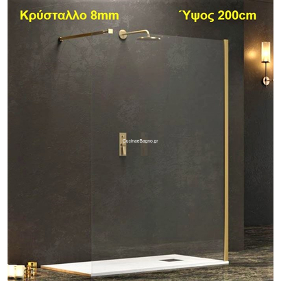 Karag Walkin 1 Gold 100x200 cm Σταθερό Κρύσταλλο Ντουζιέρας ΔΙΑΦΑΝΟ