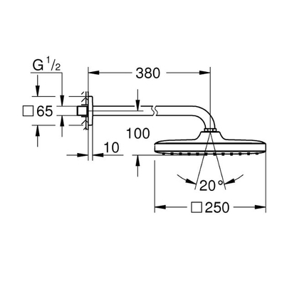 Grohe Tempesta 250 Cube Black Matt Σετ Κεφαλής ντους 380mm, 1 λειτουργίας 266872430